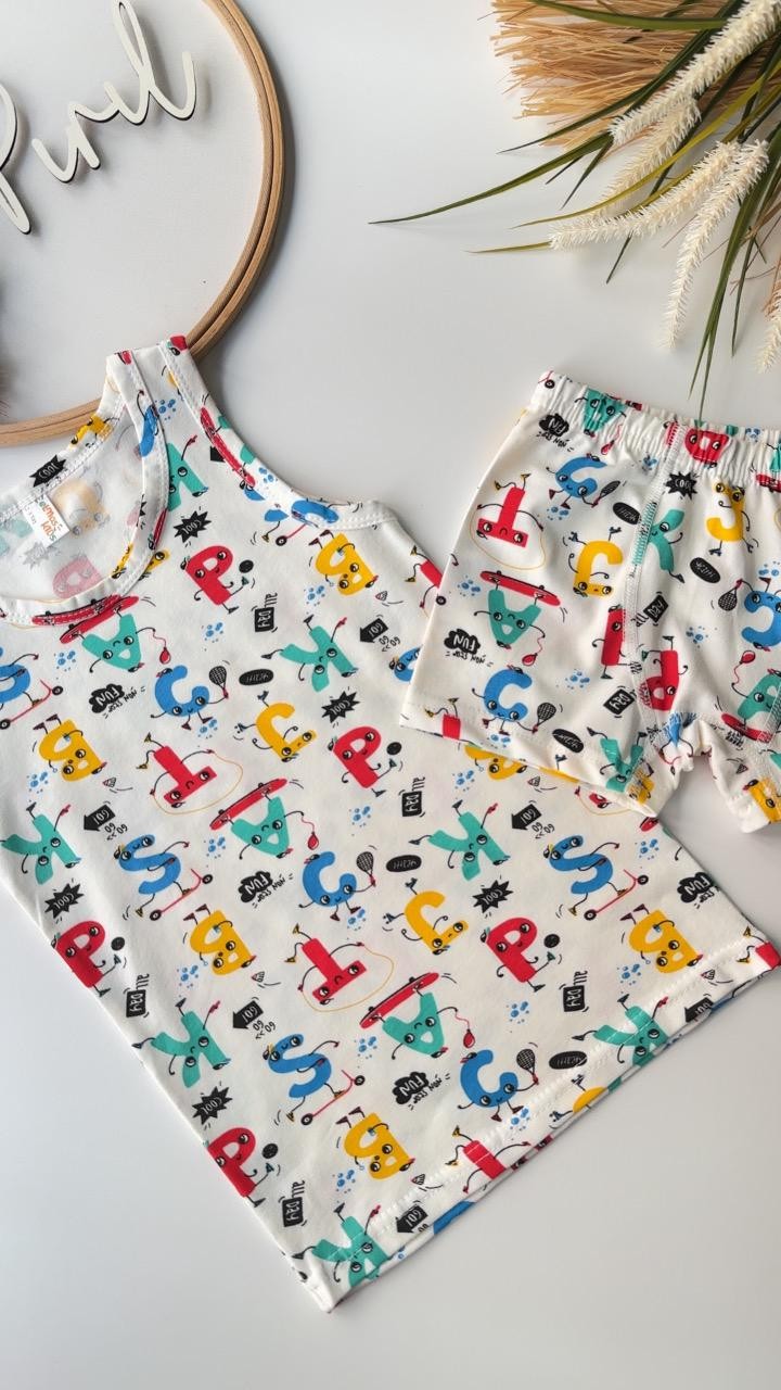 Harf Baskılı Atlet Boxer Takım