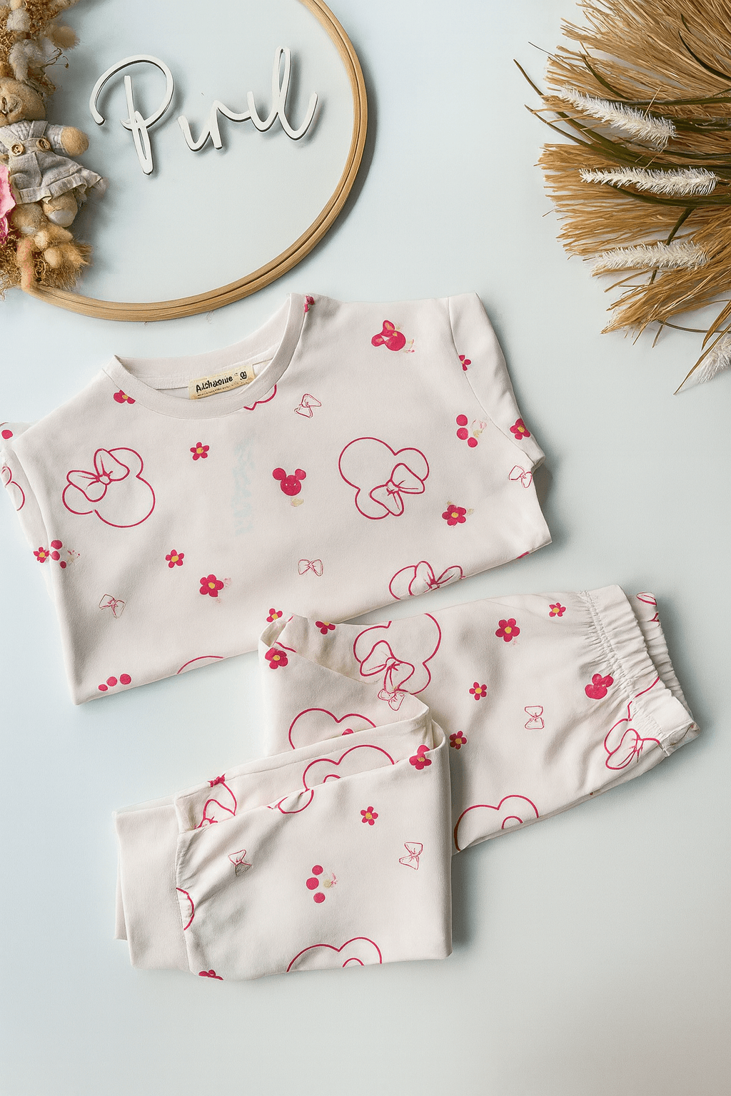 Minnie Baskılı Pijama Takımı 