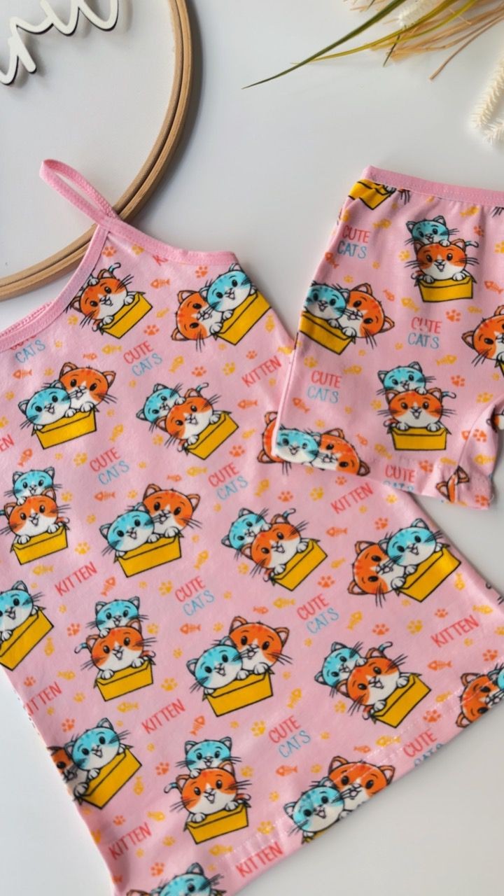 Cute Cats Atlet Boxer Set Pembe