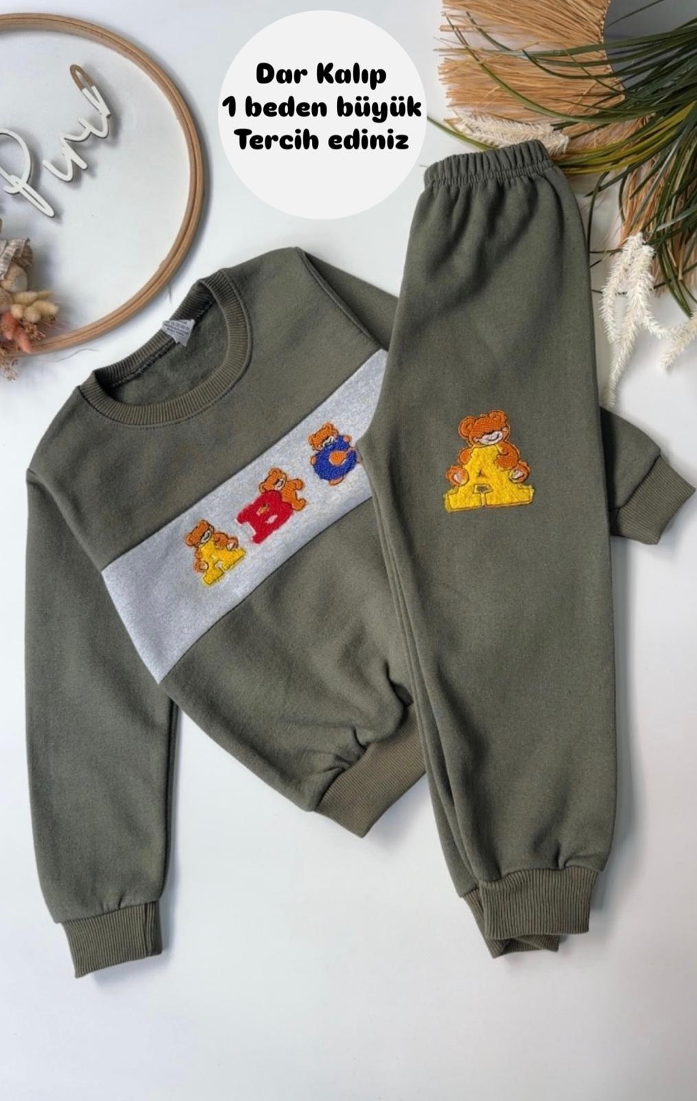 ABC DESENLİ 2 İPLİK ŞARDONLU TAKIM YEŞİL