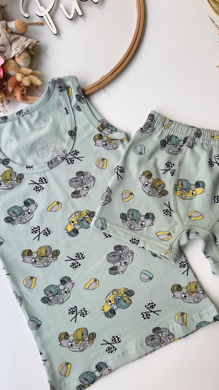 Yeşil Arabalı Atlet Boxer Set
