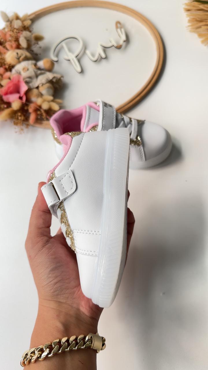 YILDIZ DETAY IŞIKLI AYAKKABI ALTIN SİMLİ