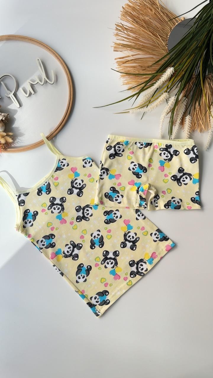 Sarı Panda Baskılı Atlet Boxer 