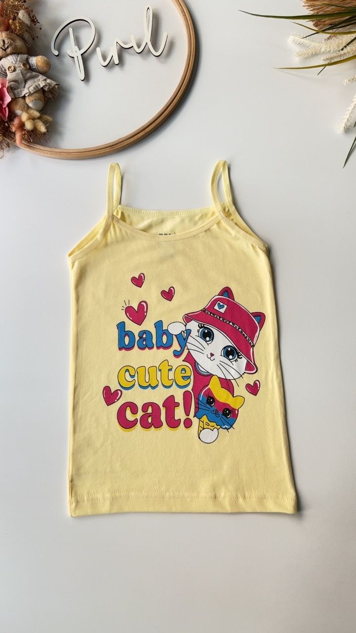 Sarı Cute Cat Atlet Boxer Takım