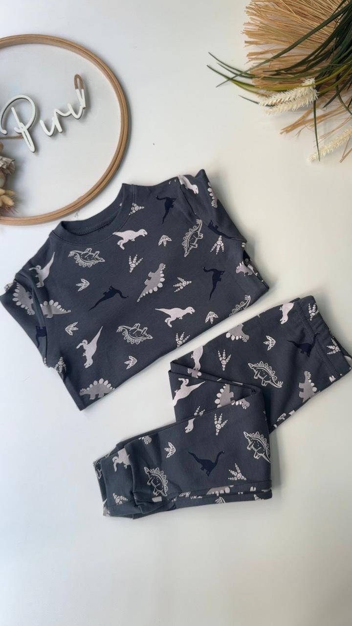 Antrasit Dinozor Pijama Takımı