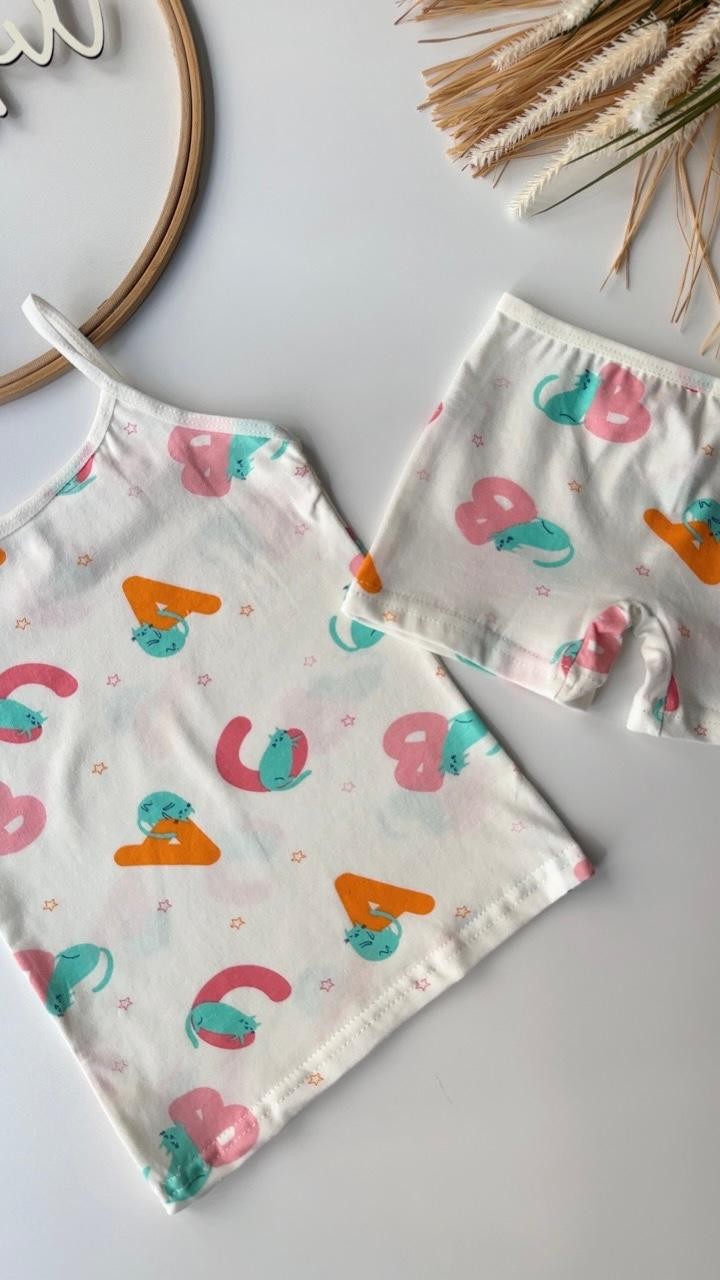 Harf Baskılı Atlet Boxer Set Pembe