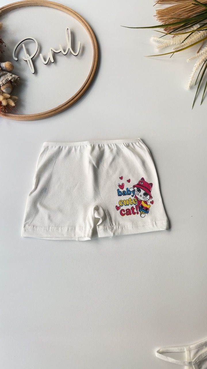 Beyaz Cute Cat Atlet Boxer Takım