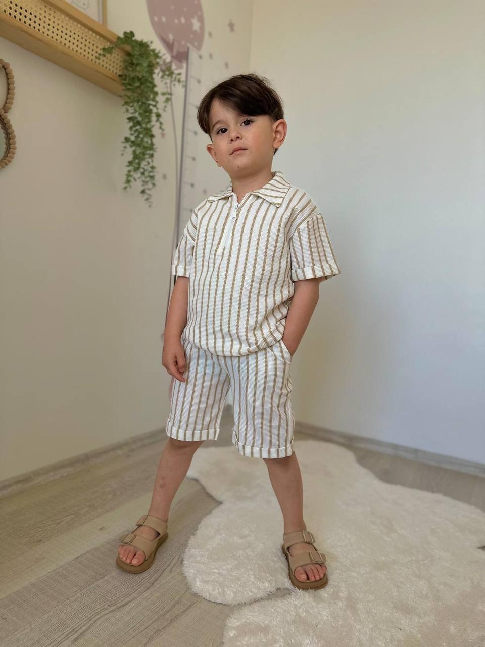 Çizgili Fermuar Detay Takım
