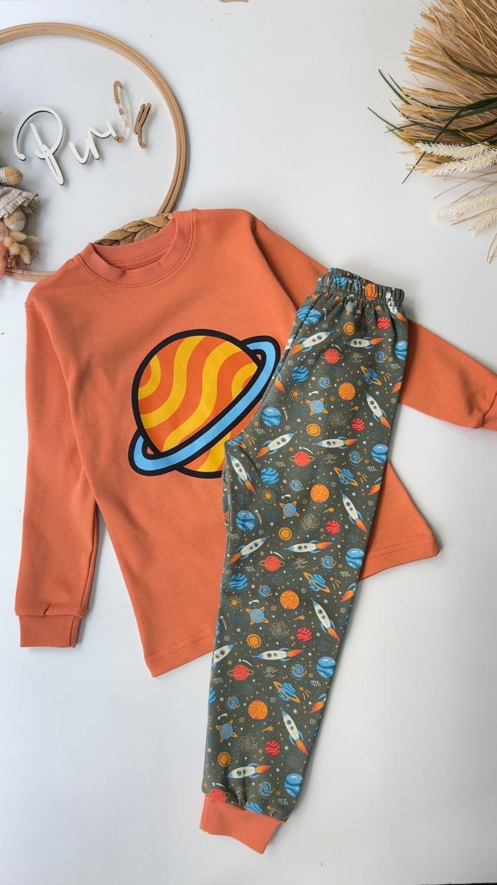 GALAKSİ PİJAMA TAKIMI TURUNCU YEŞİL