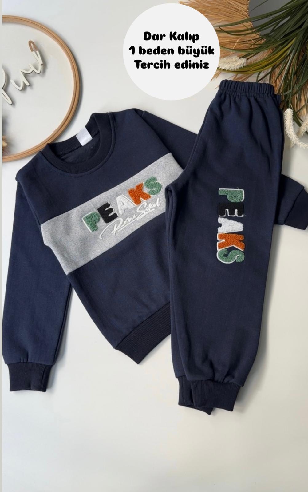 PEAKS YAZILI 2 İPLİK ŞARDONLU TAKIM LACİ