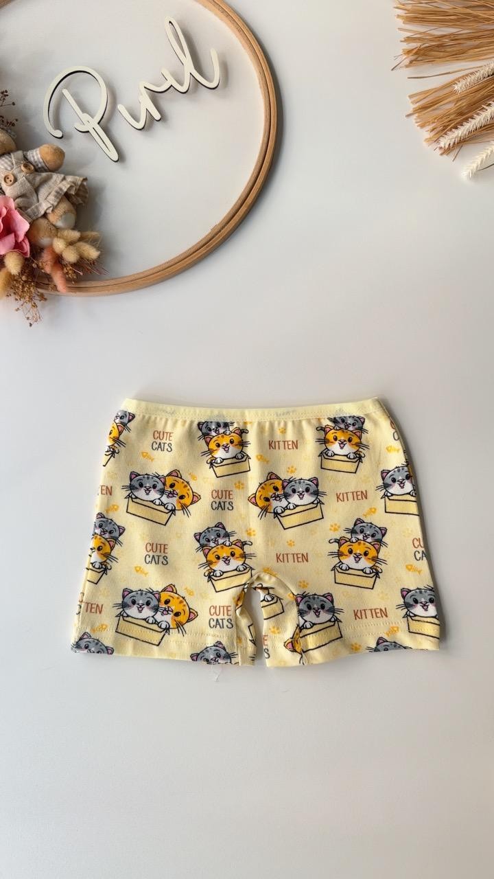 Cute Cat Atlet Boxer Set Sarı