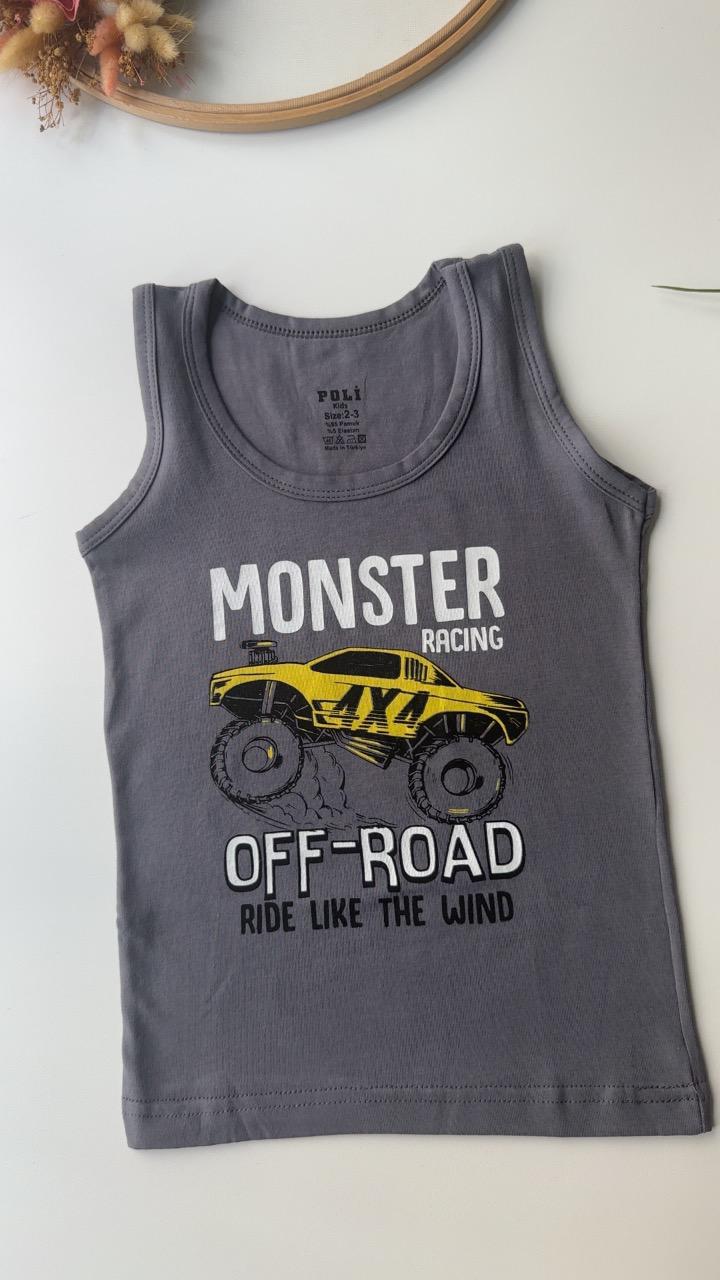 Gri Monster Atlet Boxer Takım