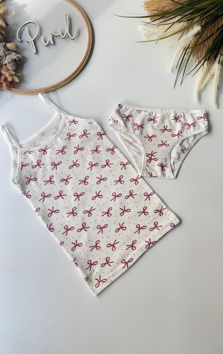 Beyaz Kurdaleli Atlet Slip Takım