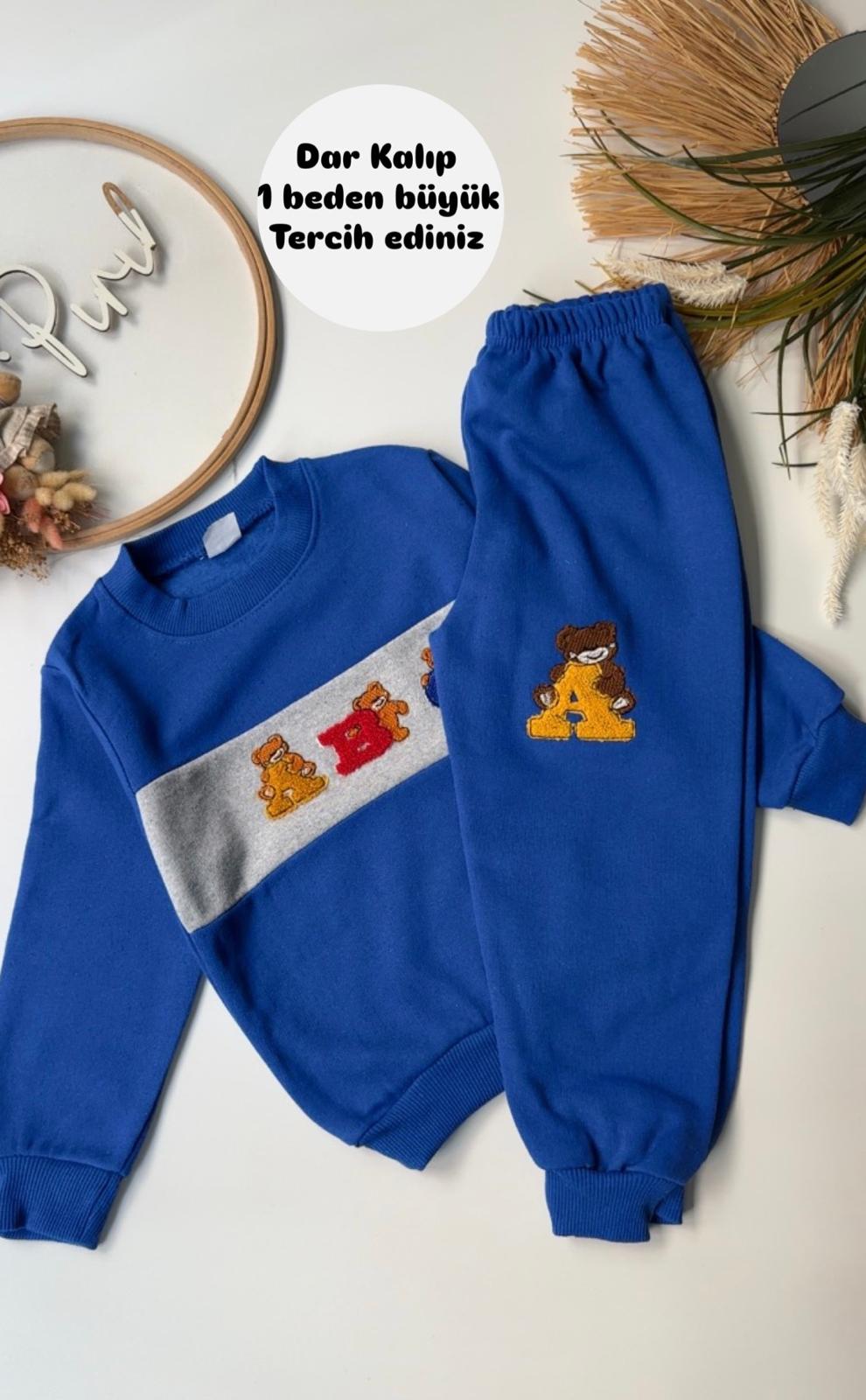 ABC DESENLİ 2 İPLİK ŞARDONLU TAKIM SAX