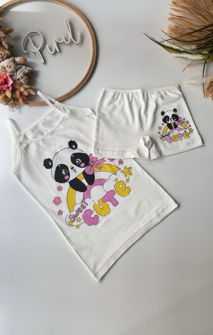 Beyaz Panda Atlet Boxer Takım