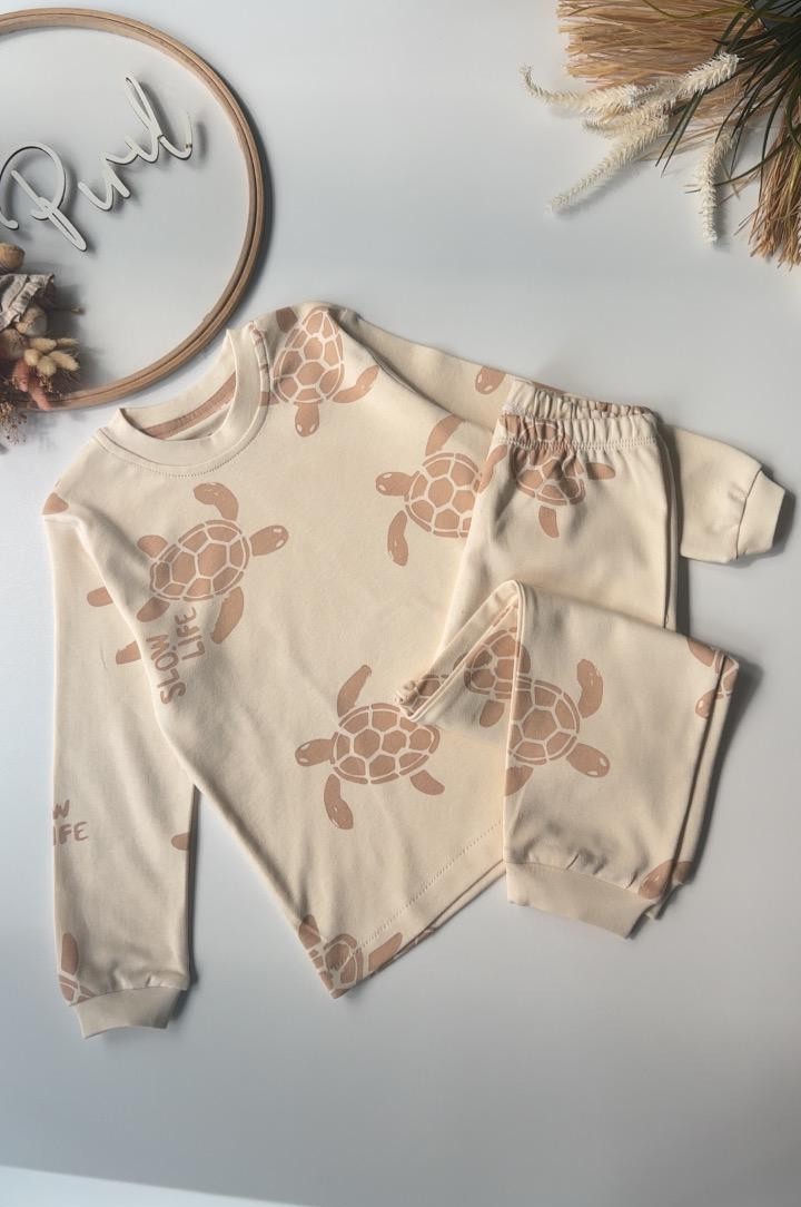 Kaplumbağa Pijama Takımı Bej