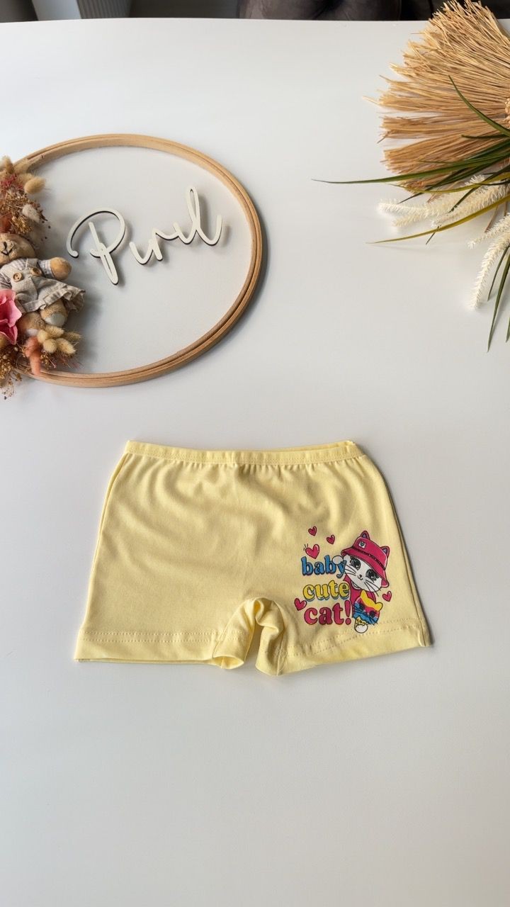 Sarı Cute Cat Atlet Boxer Takım