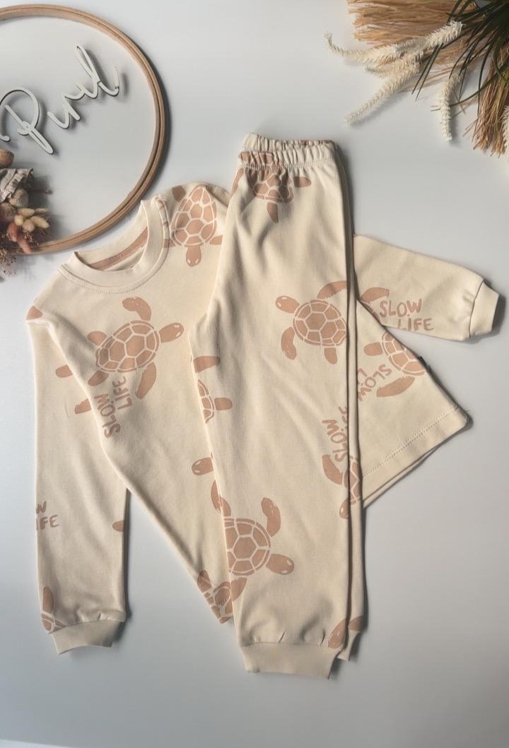 Kaplumbağa Pijama Takımı Bej