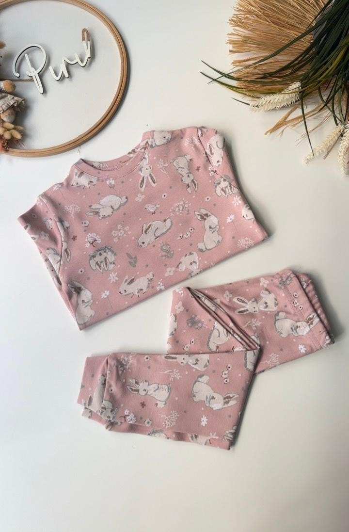 Pudra Tavşan Pijama Takımı