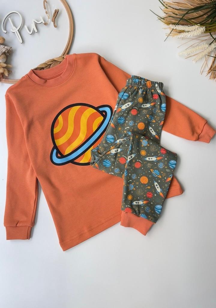 GALAKSİ PİJAMA TAKIMI TURUNCU YEŞİL