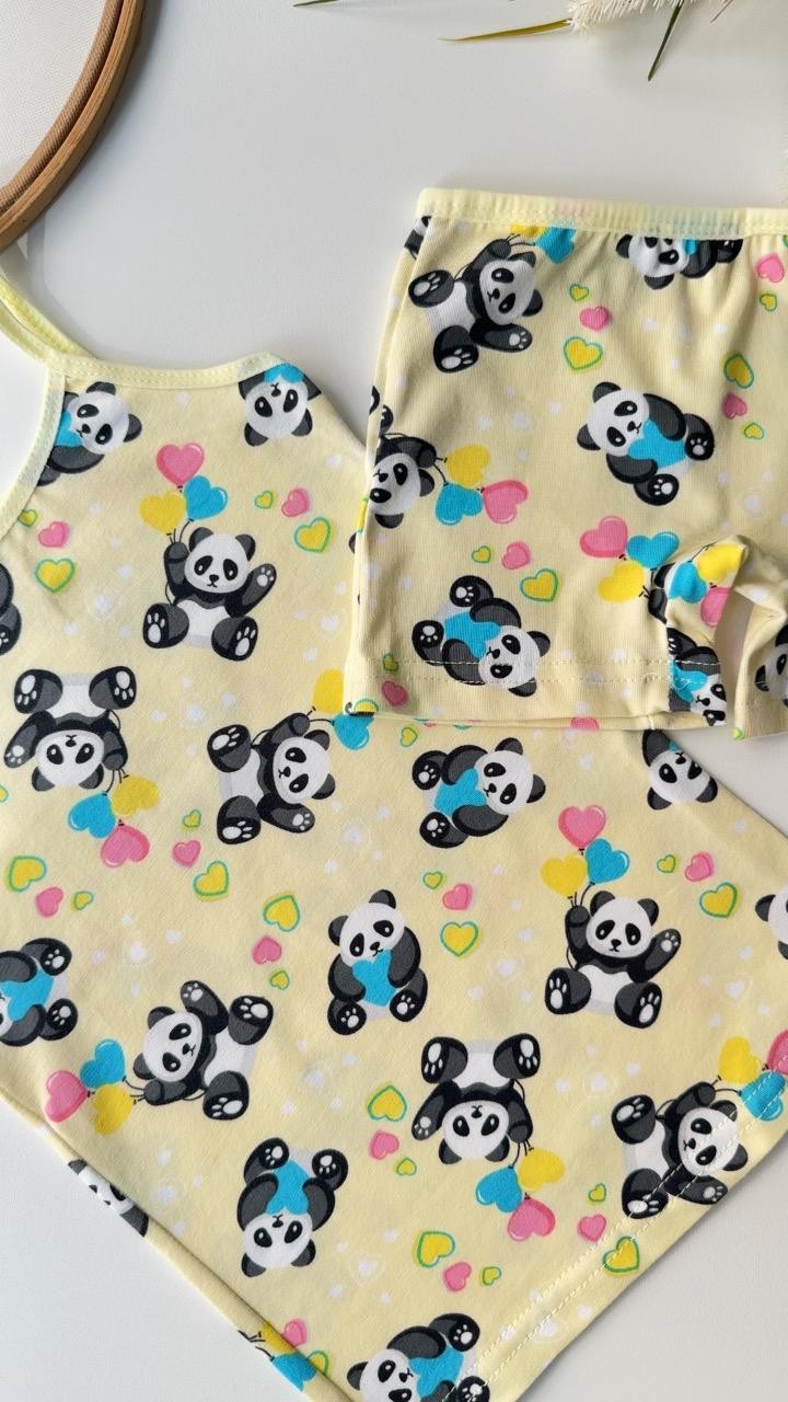 Sarı Panda Baskılı Atlet Boxer 