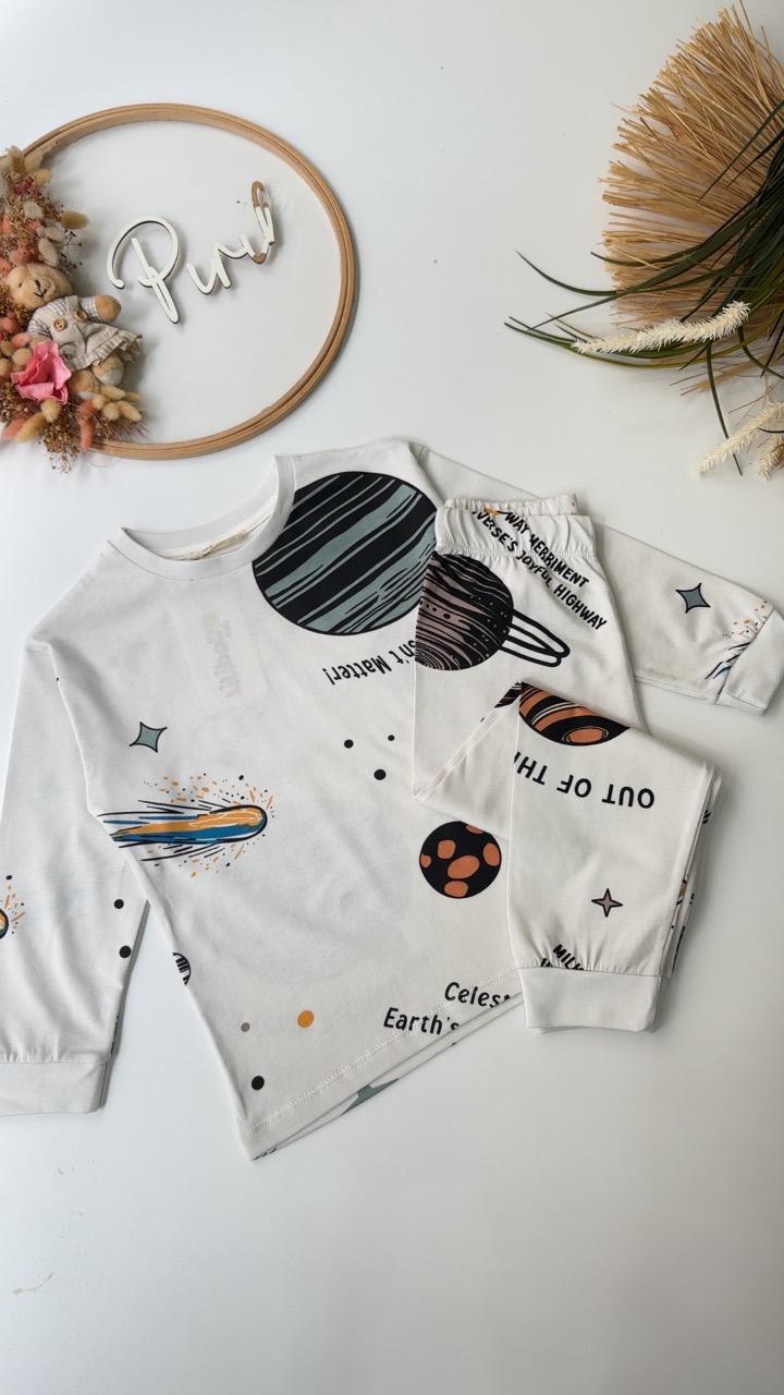Gezegen Baskılı Pijama Takımı 