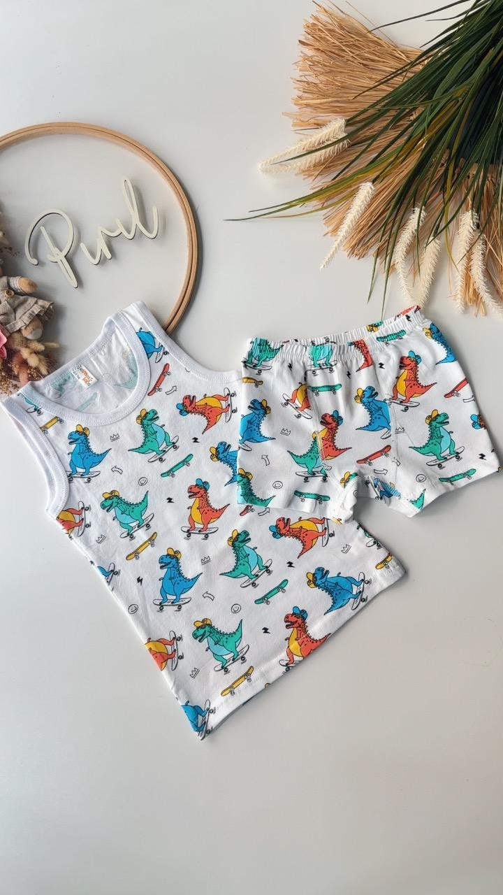 Renkli Dino Atlet Boxer Takım