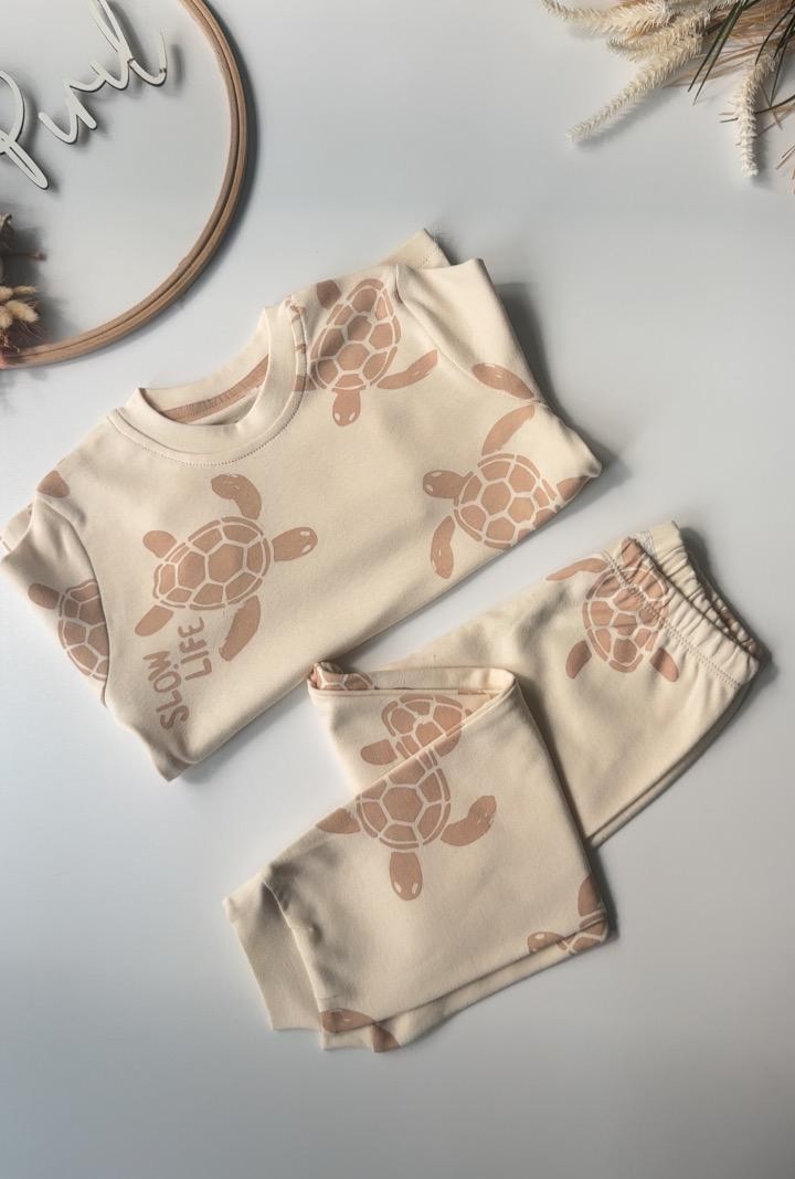 Kaplumbağa Pijama Takımı Bej