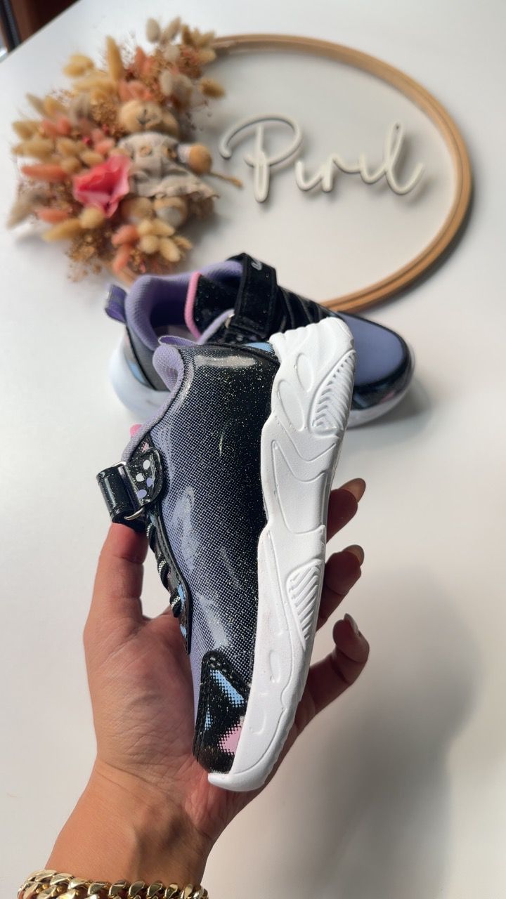 Labubu Işıklı Siyah Mor Spor Ayakkabı