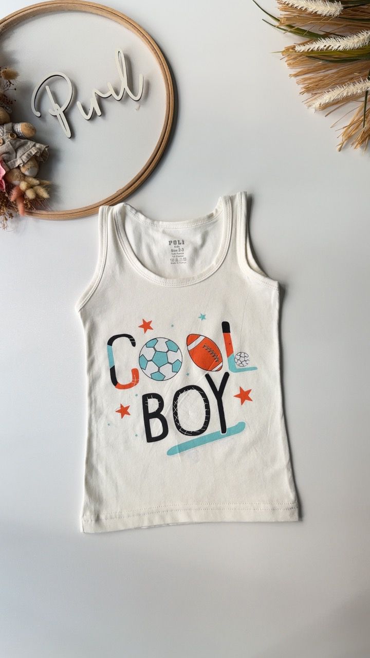 Ekru Cool Boy Atlet Boxer Takım