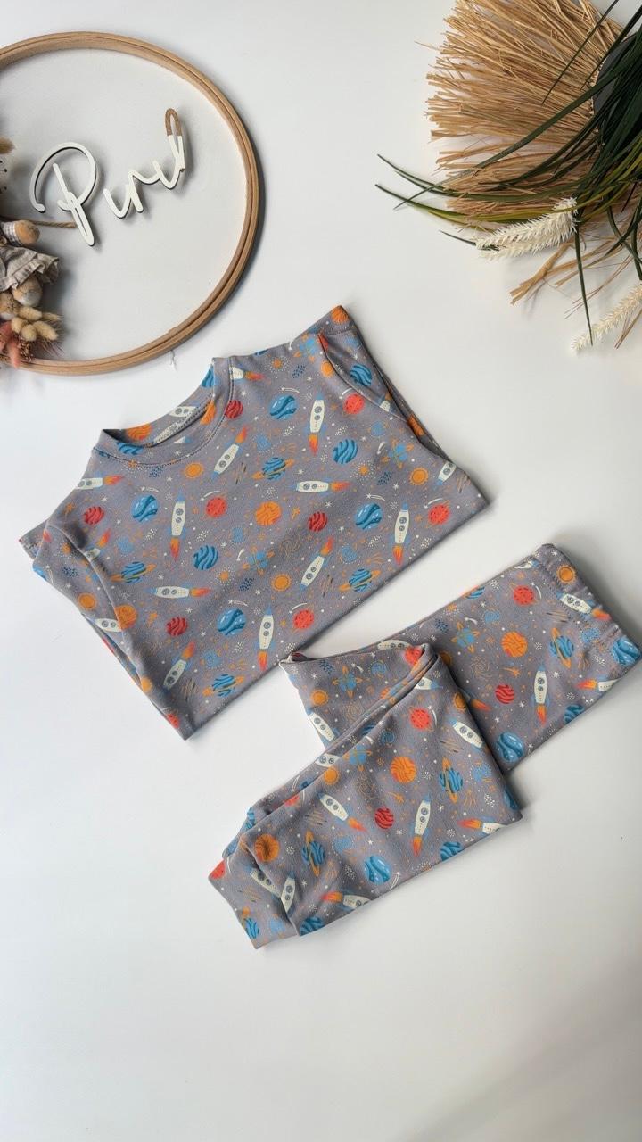 Gri Uzay Pijama Takımı