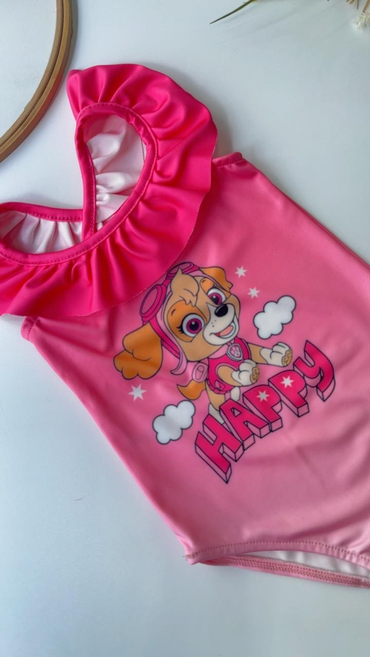 Arkası Çapraz Fırfırlı Mayo Pembe
