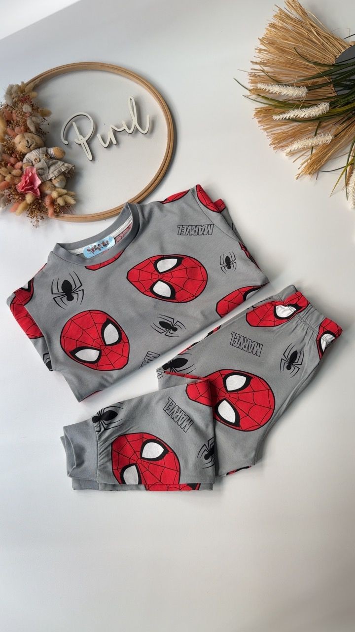 Karakter Baskılı Pijama Takımı Gri