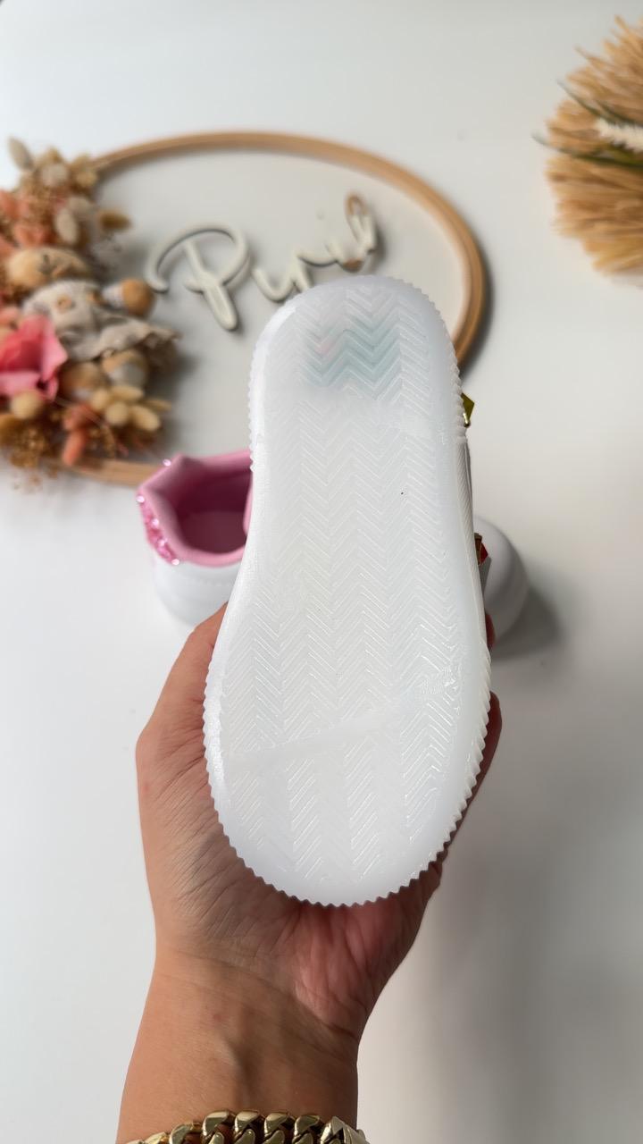 YILDIZ DETAY IŞIKLI AYAKKABI PEMBE SİMLİ