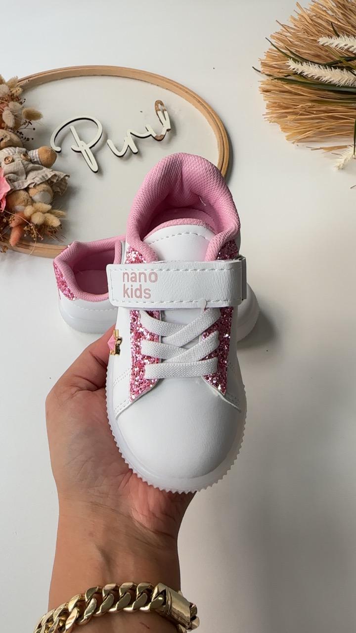 YILDIZ DETAY IŞIKLI AYAKKABI PEMBE SİMLİ