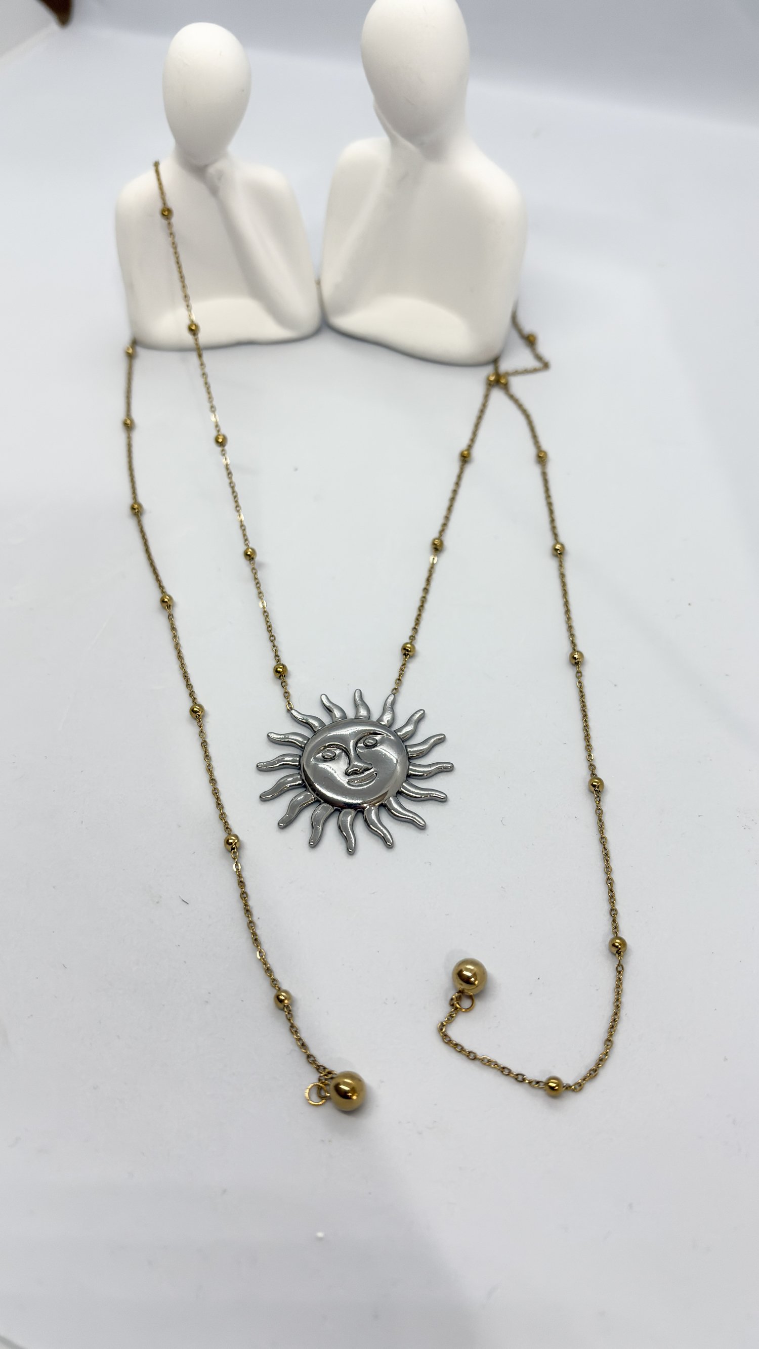 ÇELİK GÜNEŞ TOPÇUK DETAYLI İKİLİ SALLANTILI KÜPE