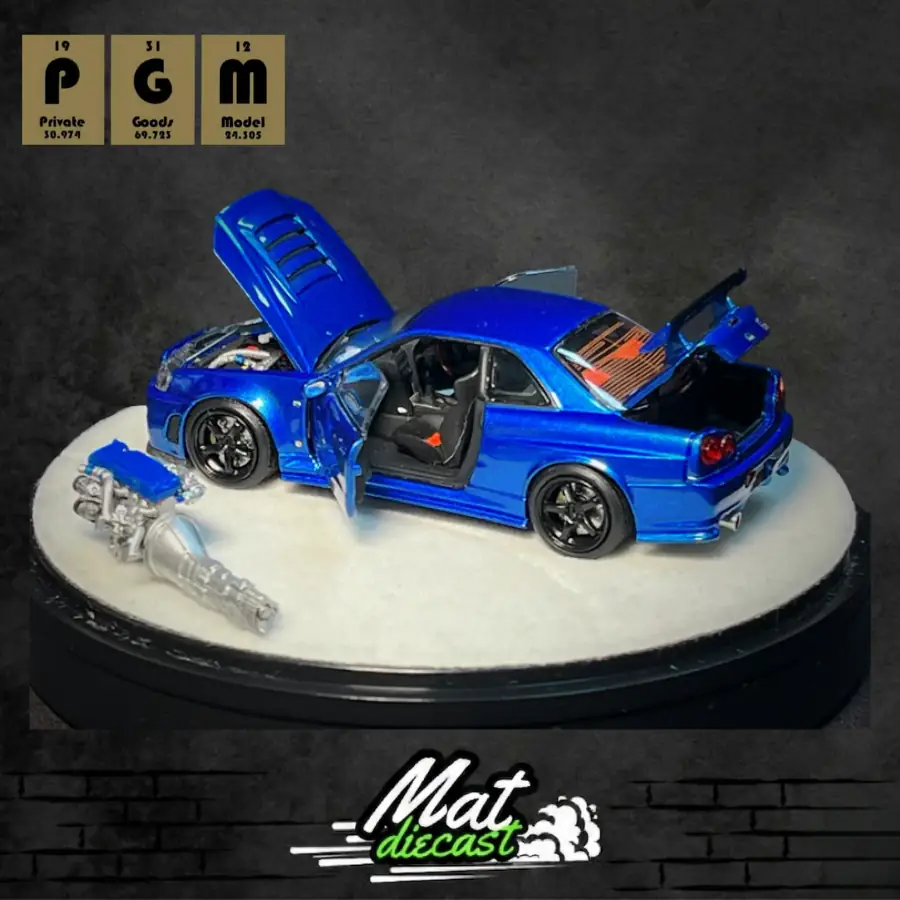 PGM x Onemodel Nismo GTR R34 Z-Tune Mavi-1:64 Ölçek