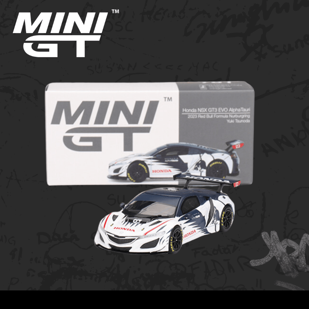 Mini Gt 761 Honda NSX GT3 EVO AlphaTauri Yuki Tsunoda 2023 Red Bull Formula Nurburgring
