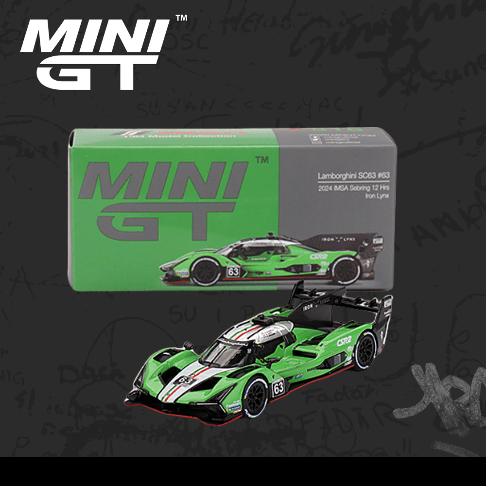 Mini GT 816 Lamborghini SC63 #63 Iron lynx 2024 IMSA Sebring 12 Hrs 