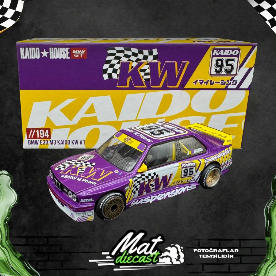 Mini GT Kaido House //194 BMW E30 M3 Kaido KW V1 1/64 Model Araba