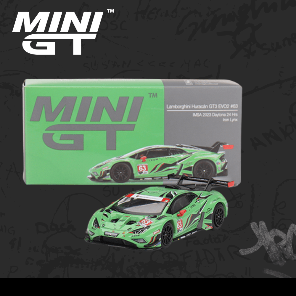 Mini GT 813 Lamborghini Huracán GT3 EVO2 Iron Lynx IMSA 2023 Daytona 24 Hrs