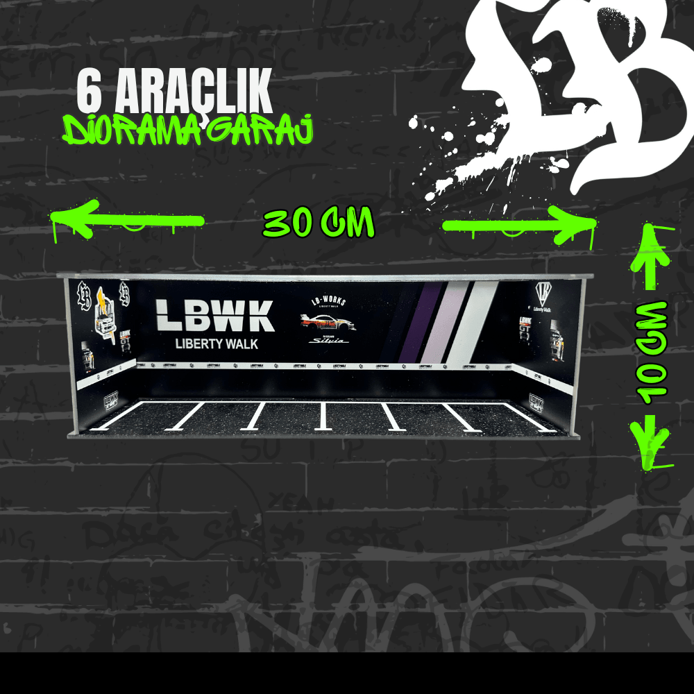 Liberty Walk lbwk 1:64 Ölçek 6 Araçlık Pleksi Diorama Garaj