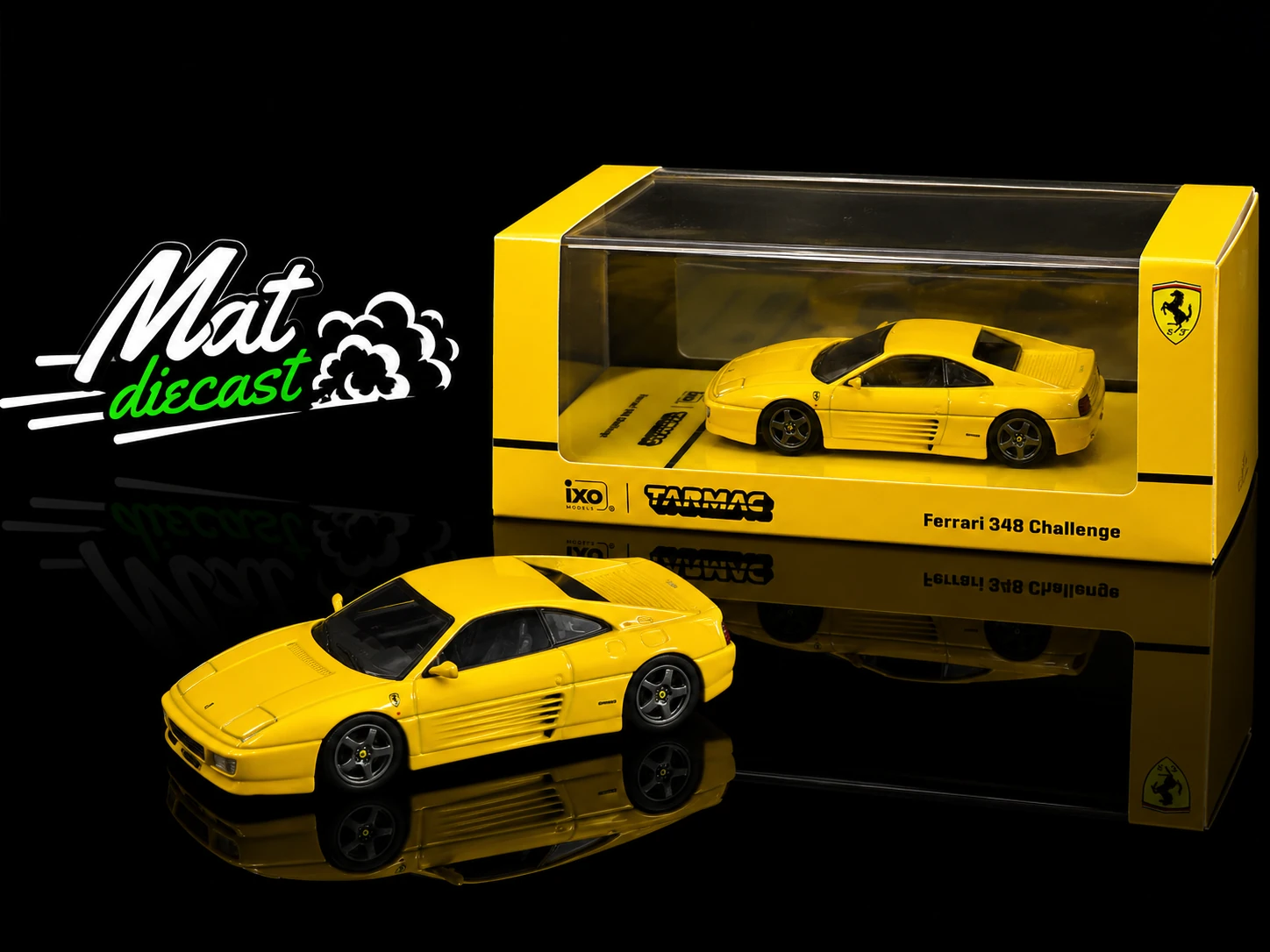 TARMAC Ferrari 348 Challenge Yellow - Tarmac Works X iXO Models ROAD64