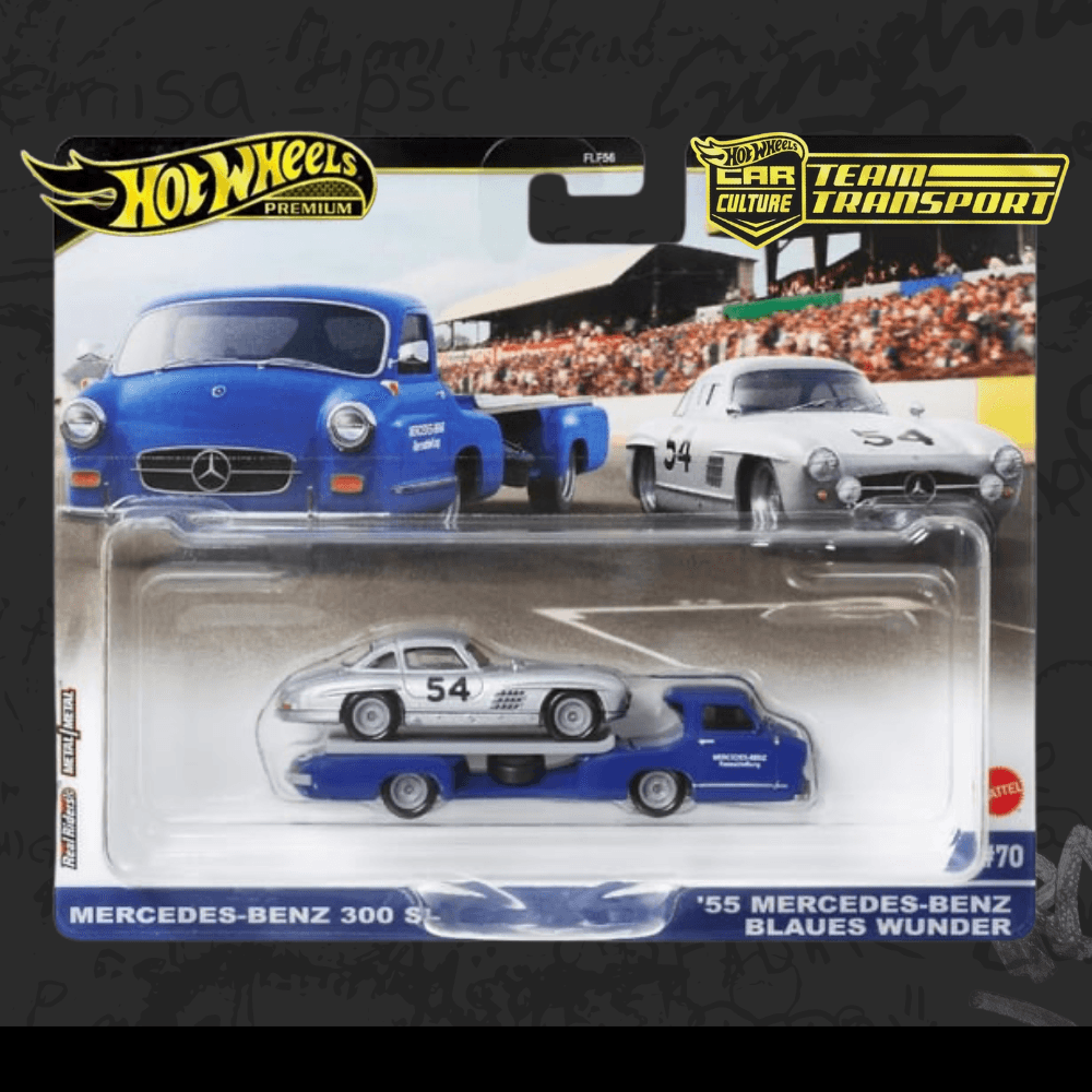 Hot Wheels Premium Team Transport Mercedes-Benz 300 SL & ´55 Mercedes-Benz Blaues Wunder #70
