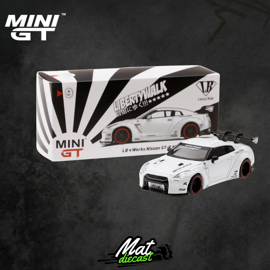 MINI GT LB★Works Nissan GT-R MatteWhite MINIGT 9 LB☆WORKS Nissan GT-R (R35) Matte White
