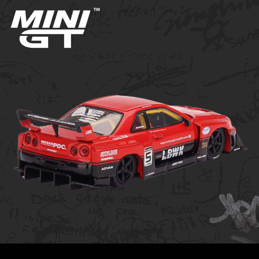Mini GT 843 Nissan LB-ER34 Super Silhouette SKYLINE Red/Black