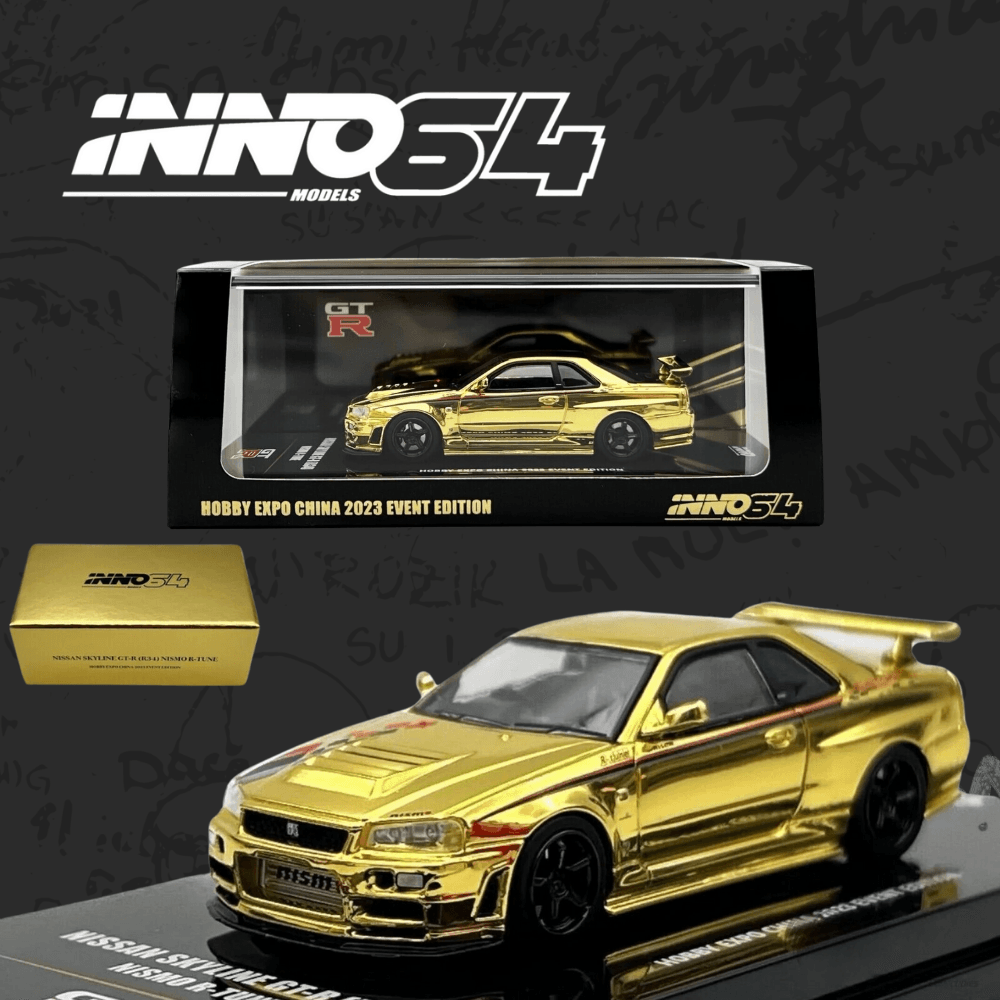 INNO 1/64 Nissan Skyline GT-R R34 Nismo R-Tune Chrome Gold