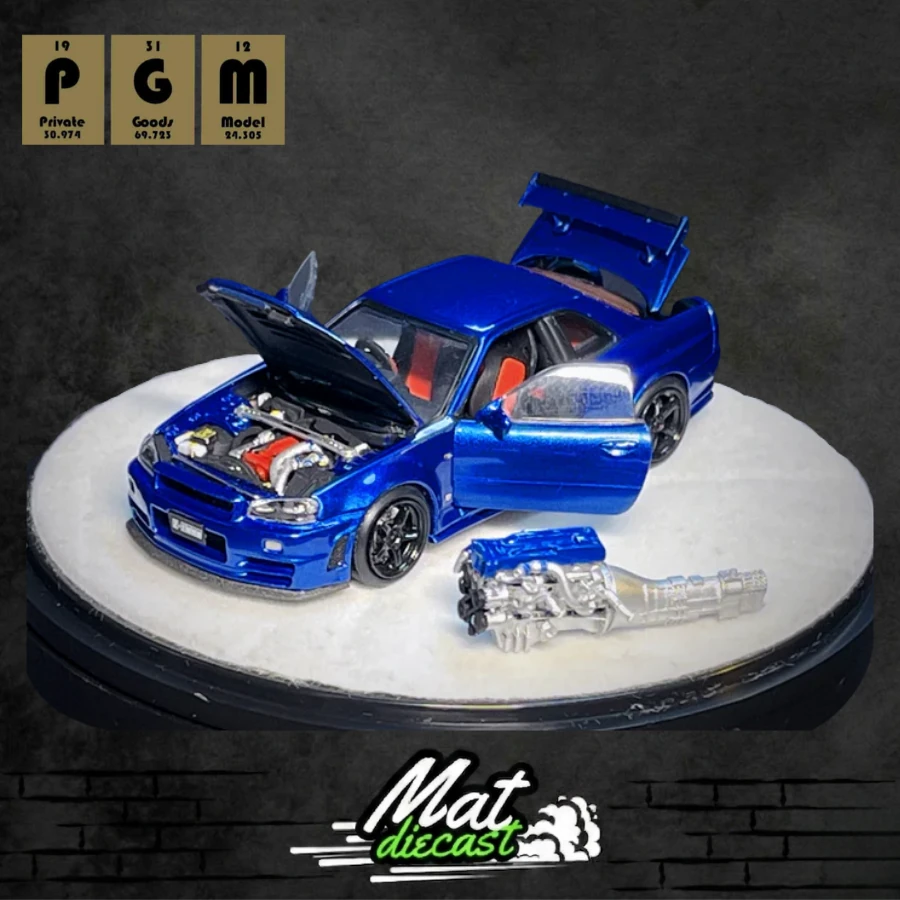 PGM x Onemodel Nismo GTR R34 Z-Tune Mavi-1:64 Ölçek
