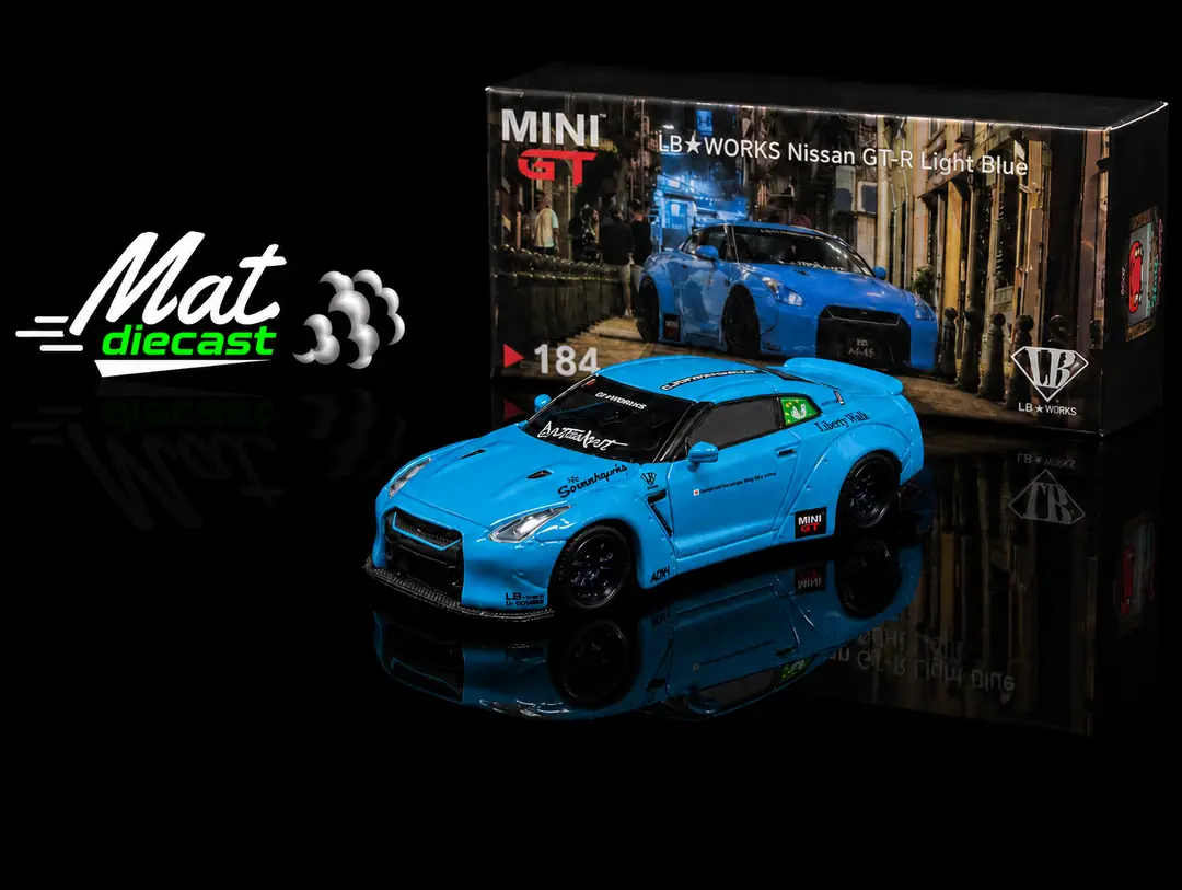 ミニカー MINI GT 184 LBWK Nissan GT-R Light Blue MINIGT 184 LB☆WORKS Nissan GT-R (R35) Type 1, Rear Wing ver 2