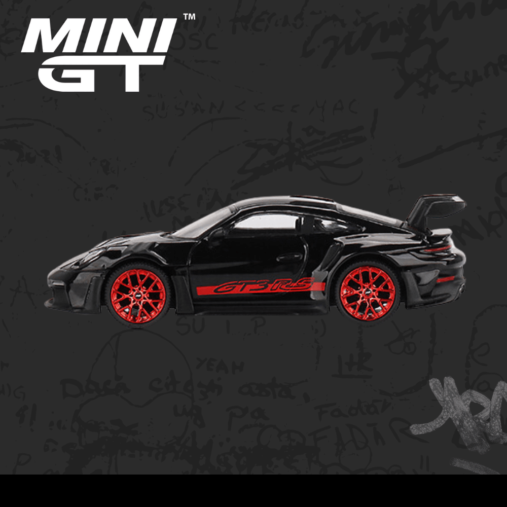 Mini Gt 681 Porsche 911 (992) GT3 RS Black with Pyro Red